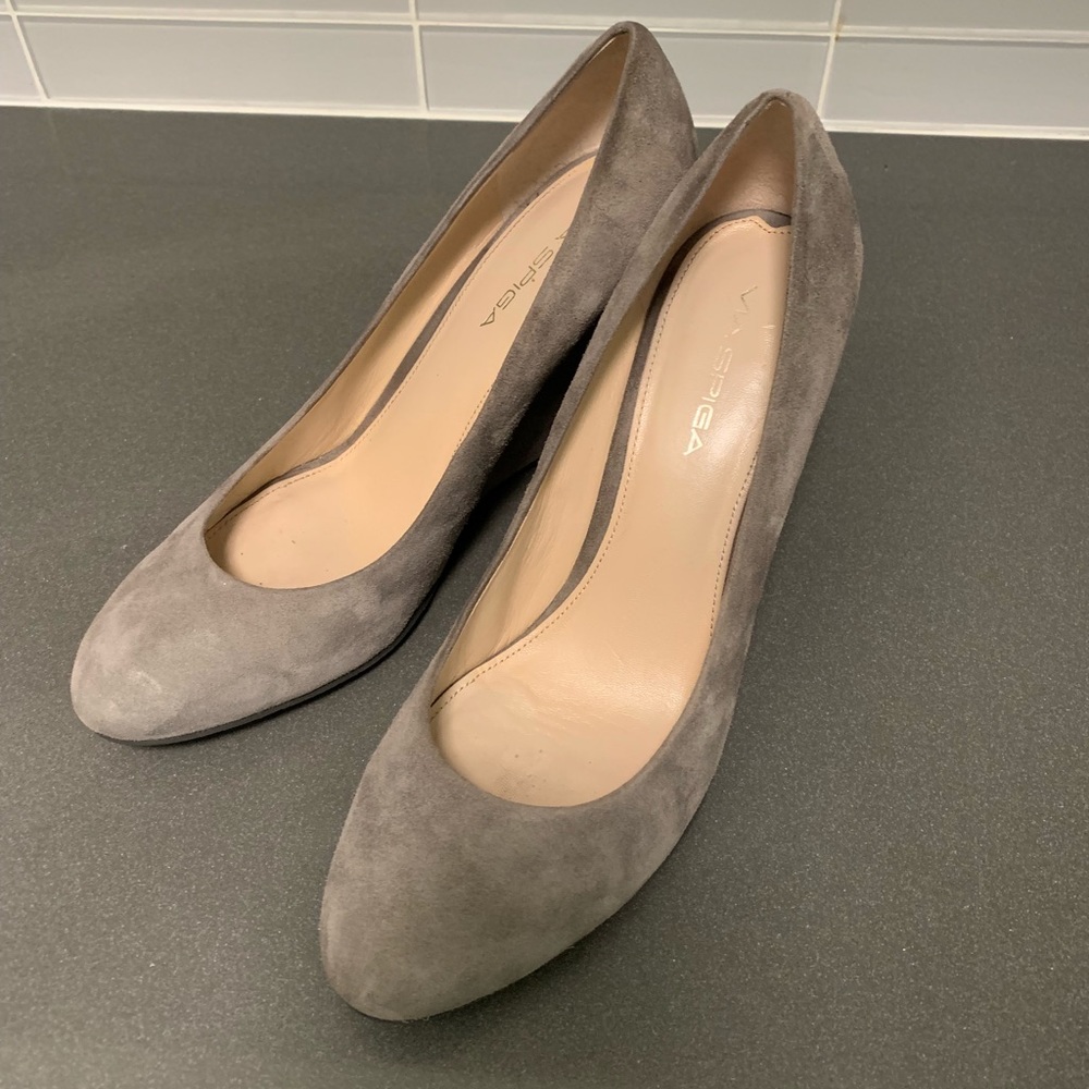 Via Spiga V-Fiona Grabite Gray Suede Wedge 8.5